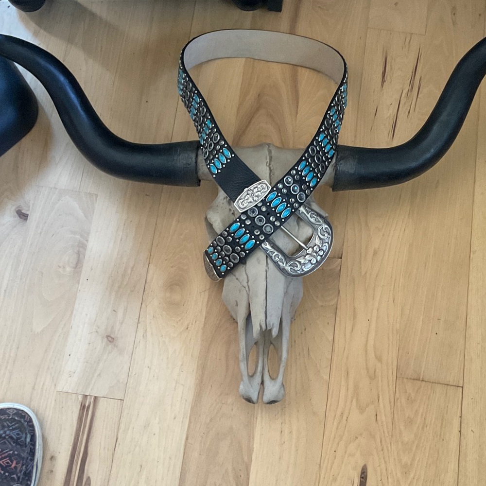 Black and Turquoise Western Belt with Silver Buckle Kippy like